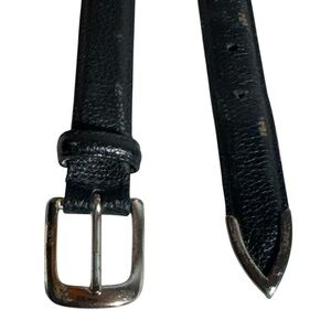 Full Grain Black Leather Belt with Western Style Buckle Mens Size 36